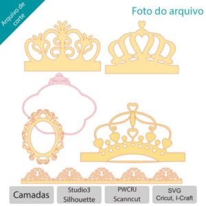 Arquivo de Corte Topo de Bolo Princesas com Castelo
