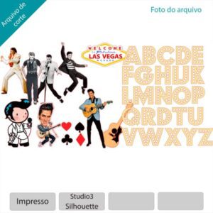 Topo de bolo Elvis Presley arquivo silhouette studio