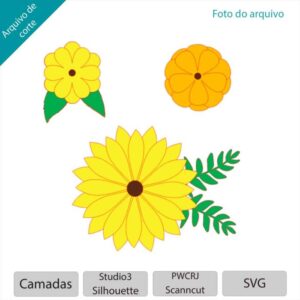 Topo de bolo flor de pétalas Arquivo Silhouette, Arquivo ScanNCut, Arquivo SVG, DXF, Ai, Eps, PDF