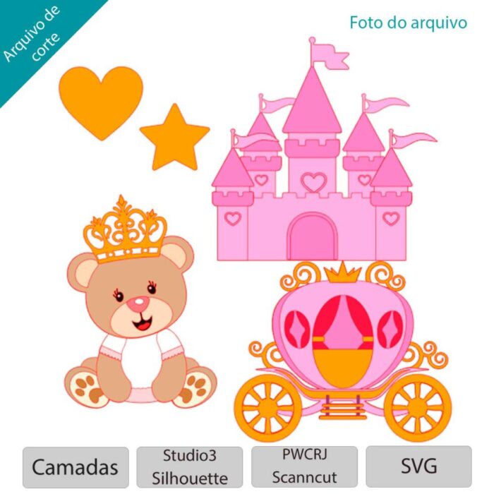 ARQUIVO DE CORTE Topo de Bolo - Princesa Camadas