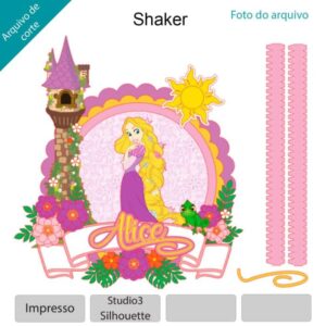 Topo de bolo Enrolados, Rapunzel Shaker Arquivo Silhouette, Arquivo ScanNCut, Arquivo SVG, DXF, Ai, Eps, PDF