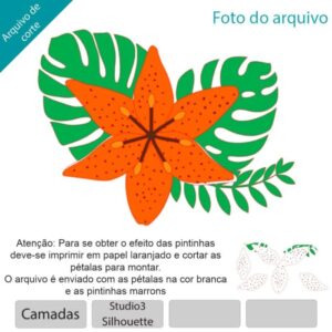 Topo de bolo flor lírio Arquivo Silhouette, Arquivo ScanNCut, Arquivo SVG, DXF, Ai, Eps, PDF
