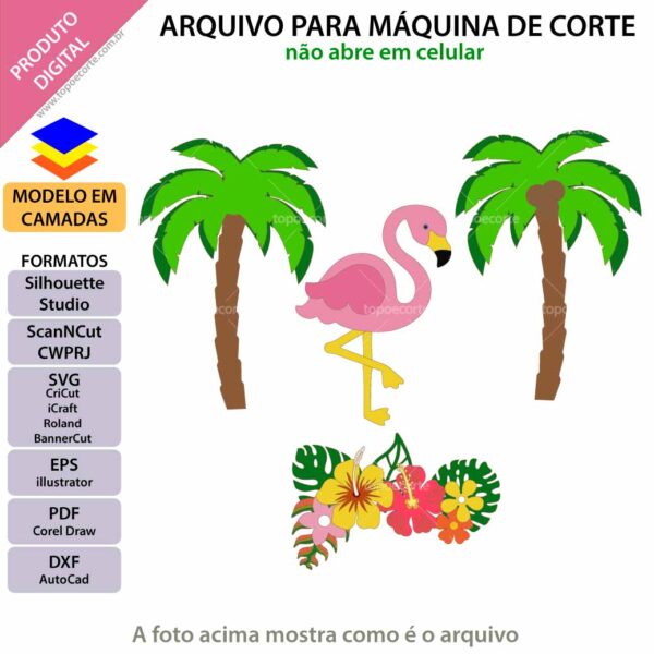 Topo de bolo Flamingo tardezinha Arquivo Silhouette, Arquivo ScanNCut, Arquivo SVG, DXF, Ai, Eps, PDF