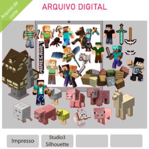 Arquivo Silhouette - Topper de Bolo Minecraft