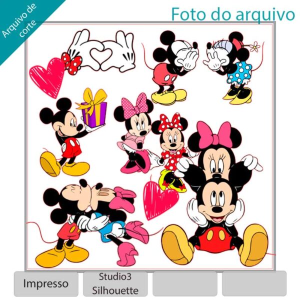 Plano de corte para imagens Minnie e Mickey + envelopamento