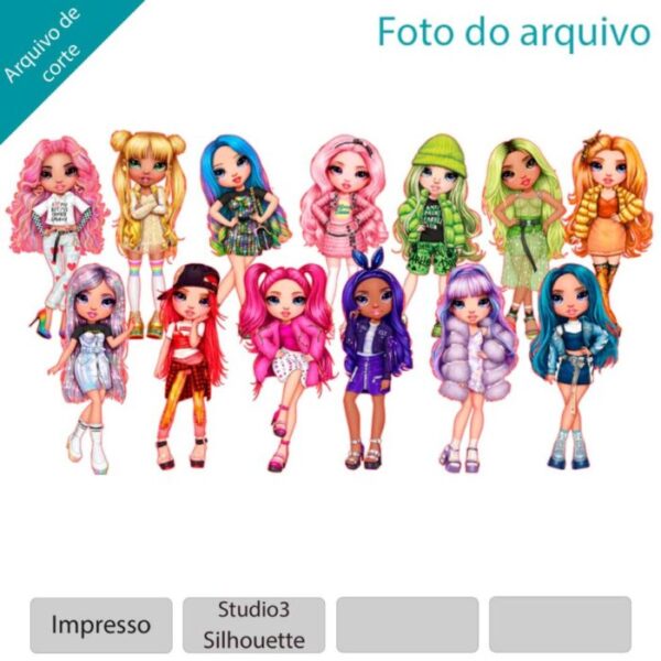 Plano de corte para imagens Rainbow Dolls
