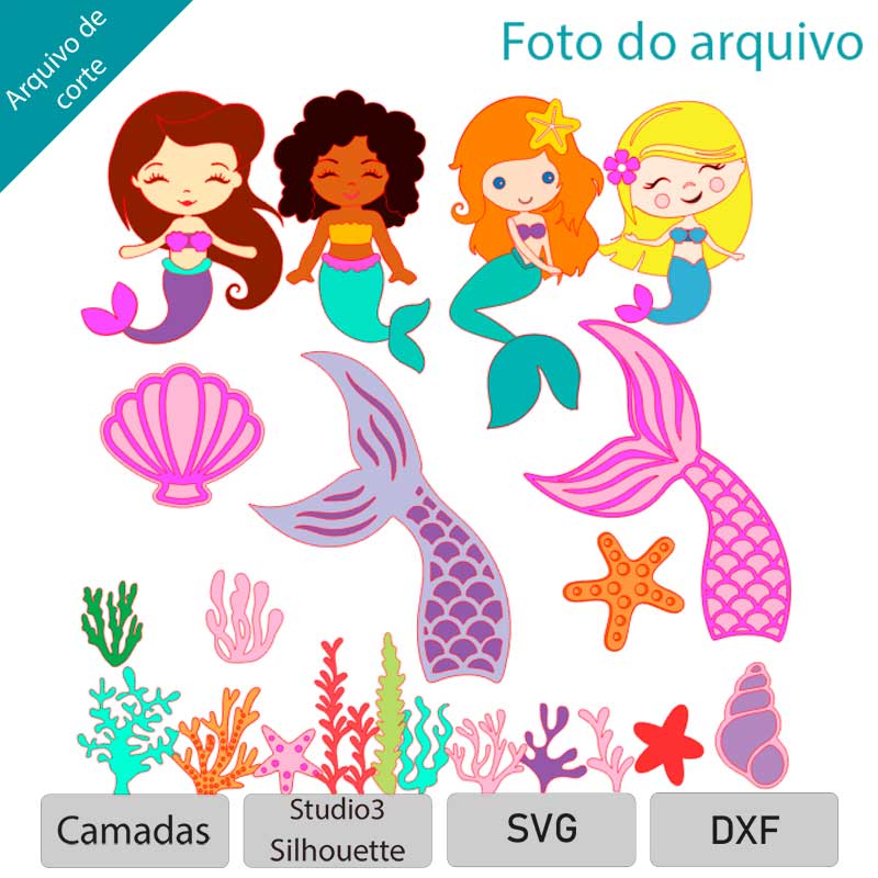 Topo Para Bolo Da Barbie Sereia com nome personalizado - Vários temas