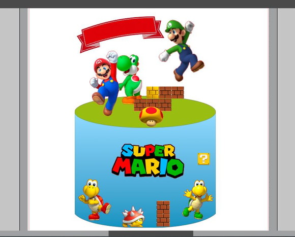 ARQUIVO Topo de bolo Super Mario Baby - Topo e corte