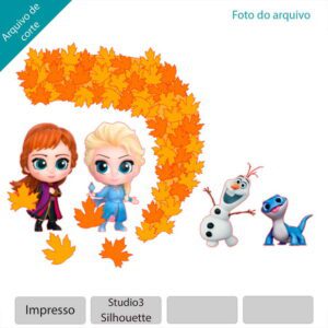 Plano de corte para imagens mini Frozen 2 com arco de flores