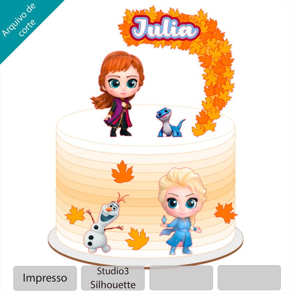 Plano de corte para imagens mini Frozen 2 com arco de flores - Imagem 2