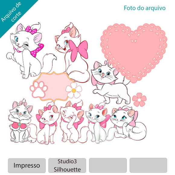 Linda imagem Gatinha Marie com contorno rosa png