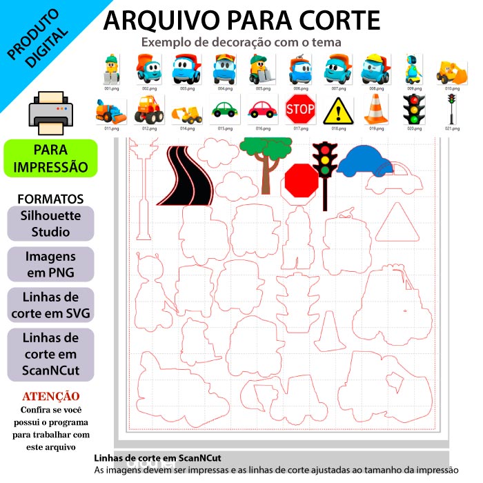 Arquivo de corte Léo o Caminhão em studio/pdf e png