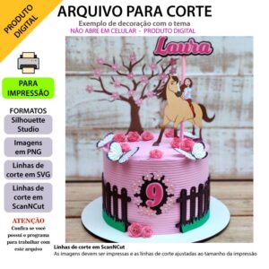 Topo de bolo Spirit Arquivo Silhouette, Arquivo ScanNCut, Arquivo SVG, DXF, Ai, Eps, PDF