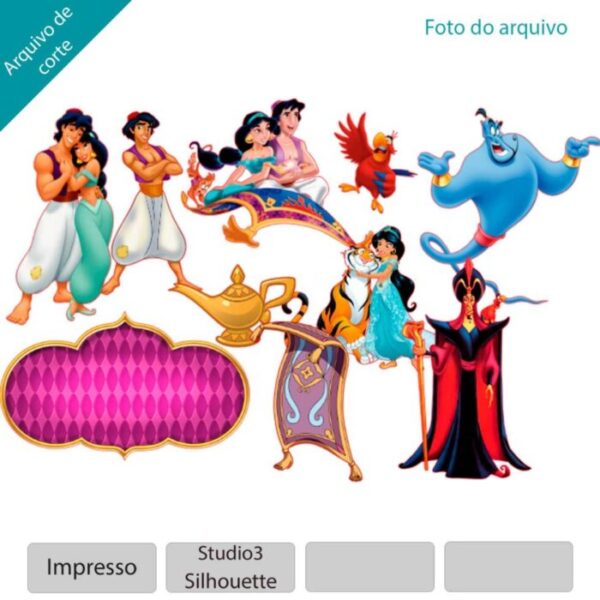 Plano de corte para imagens Aladdim e Jasmine