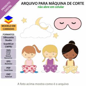 Topo de bolo Festa do Pijama Arquivo Silhouette, Arquivo ScanNCut, Arquivo SVG, DXF, Ai, Eps, PDF