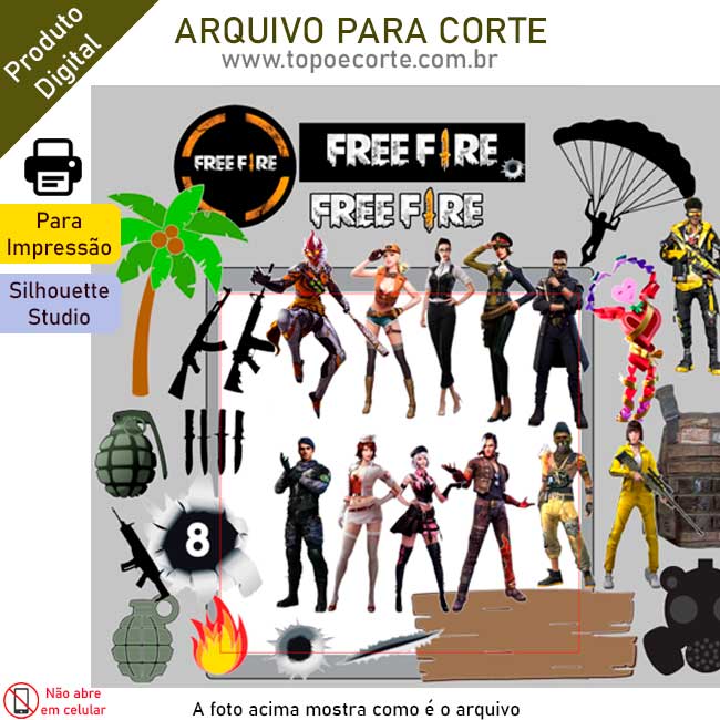 Topo bolo Free Fire personalizado nome