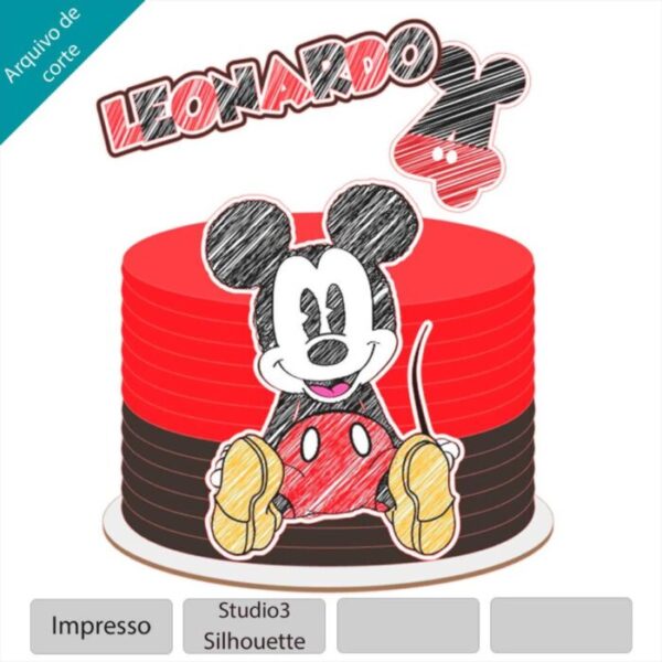 Arquivo Topo de bolo desenho do Mickey Rabiscado