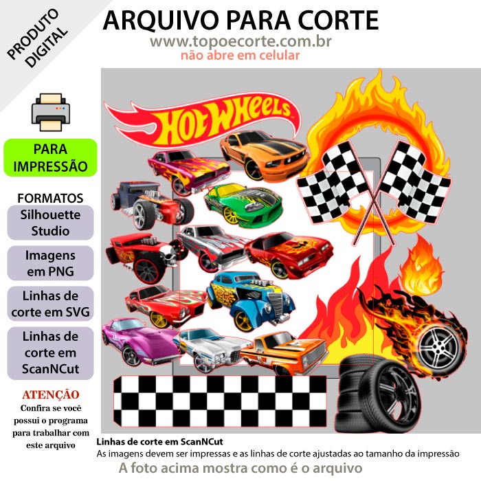 Topo de bolo Hot Wheels Para Imprimir Grátis