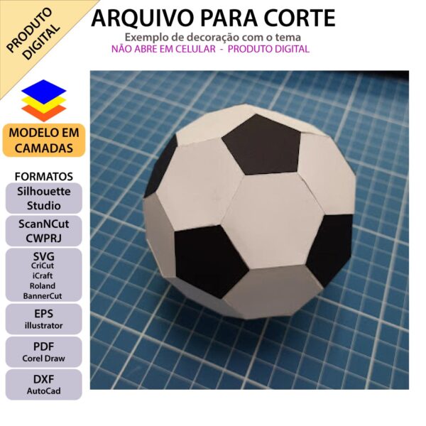 Topo de bolo bola 3D Arquivo Silhouette, Arquivo ScanNCut, Arquivo SVG, DXF, Ai, Eps, PDF