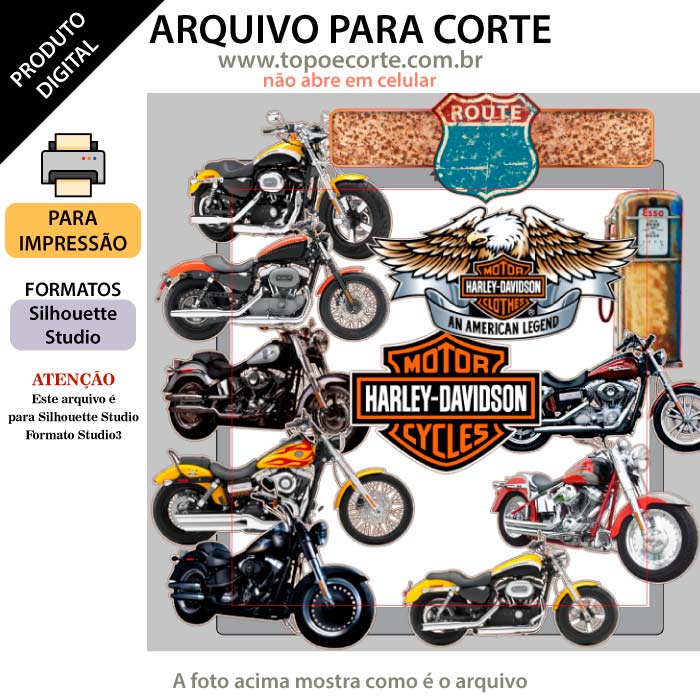 ARQUIVO Topo de bolo Motos Harley Davidson - Topo e corte