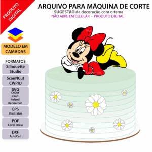 Topo de bolo Minnie deitada Arquivo Silhouette, Arquivo ScanNCut, Arquivo SVG, DXF, Ai, Eps, PDF