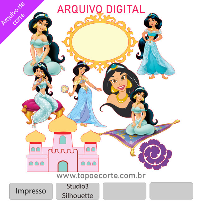 Arquivo de corte Digital Topo de Bolo PRINCESAS DISNEY