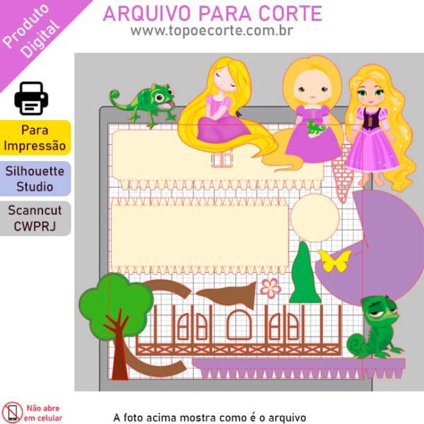 Plano de corte para imagens Rapunzel com torre 3D