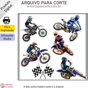 Topo De Bolo Motocross Feminino 02 - Arquivo Digital