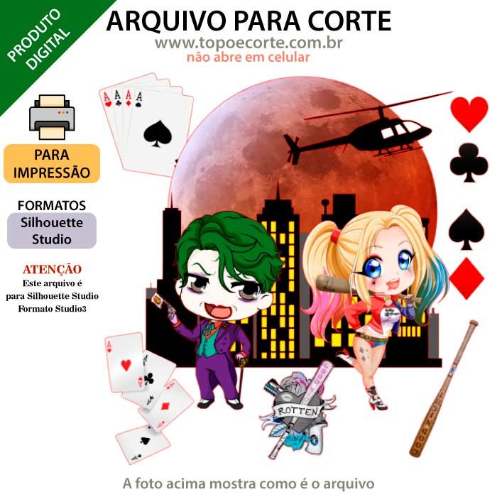 Arquivo Silhouette Studio Arlequina e Coringa