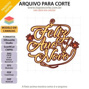 Arquivo para topo de bolo Silhouette, ScanNCut, SVG Feliz Ano Novo Ornamento