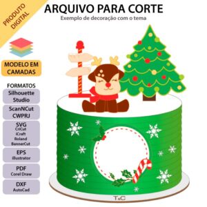 Arquivo para topo de bolo Silhouette, ScanNCut, SVG Reninha de natal