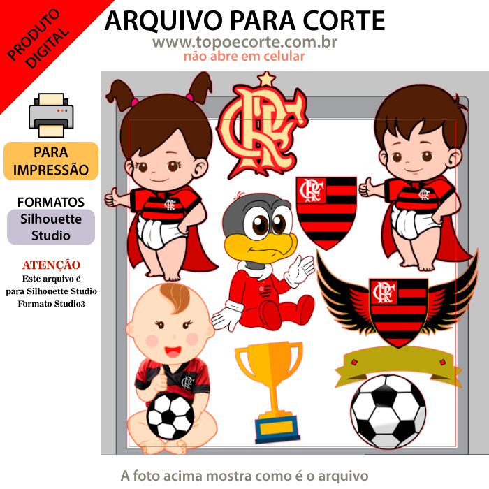 ARQUIVO Topo de bolo Flamengo Bebê - Topo e corte
