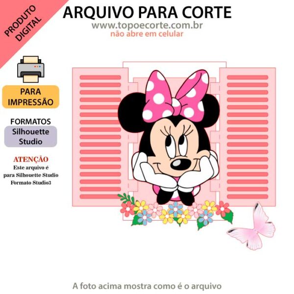 Arquivo Silhouette Studio Minnie na janela