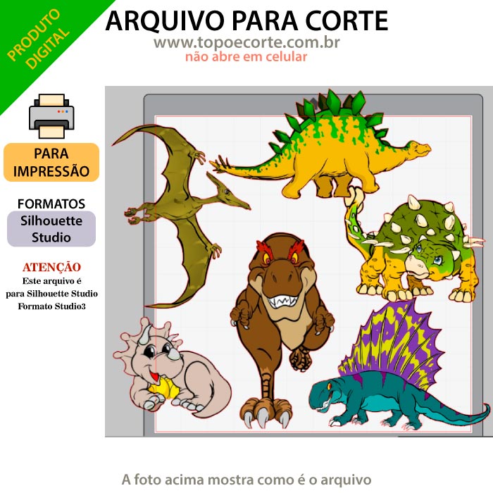 Topos de Bolo Dinossauros Para Imprimir