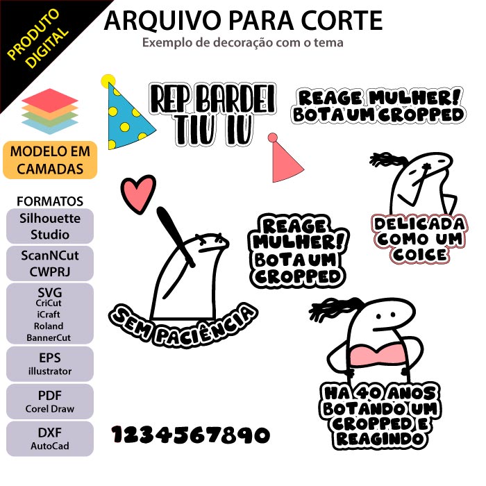 ARQUIVO Topo de bolo Florkofcows - Topo e corte