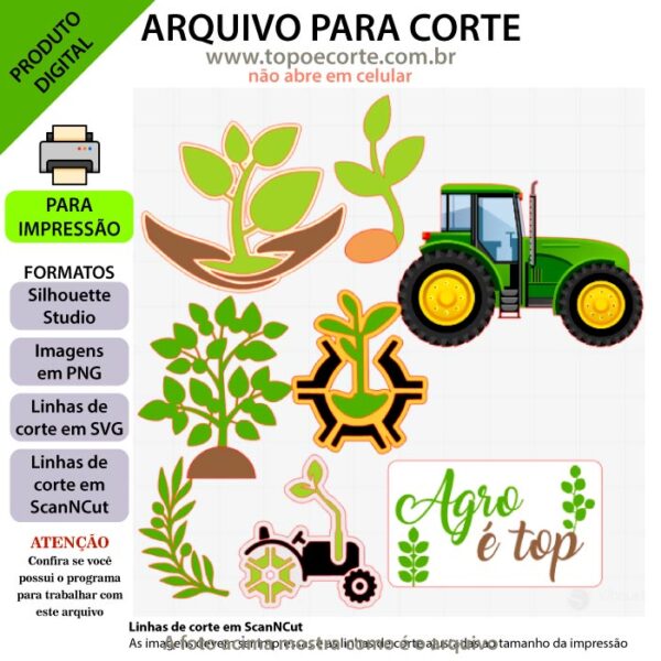 Arquivo para topo de bolo Silhouette, ScanNCut, SVG agronomia