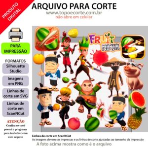 Topo de bolo Fruit Ninja arquivo silhouette studio