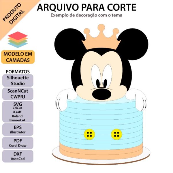 Topo de bolo Mickey Baby Arquivo Silhouette, Arquivo ScanNCut, Arquivo SVG, DXF, Ai, Eps, PDF