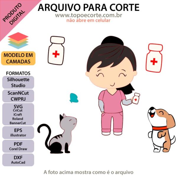 Arquivo para topo de bolo Silhouette, ScanNCut, SVG Veterinária