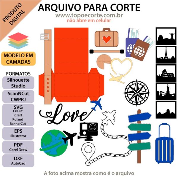 Topo de bolo Viajar Arquivo Silhouette, Arquivo ScanNCut, Arquivo SVG, DXF, Ai, Eps, PDF