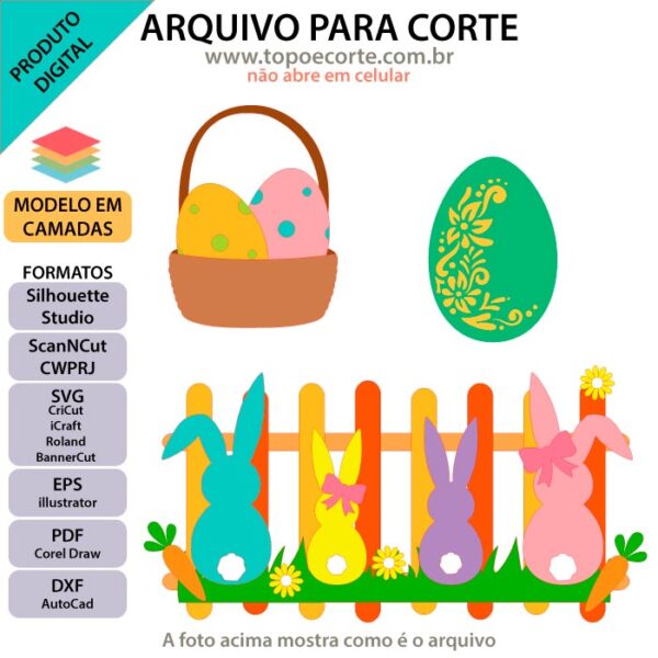 Topo de bolo Coelhinhos na Cerquinha Arquivo Silhouette, Arquivo ScanNCut, Arquivo SVG, DXF, Ai, Eps, PDF