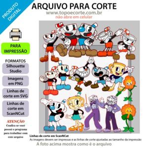 Topo de bolo, Cuphead Arquivo ScanNCut Cuphead,Arquivo silhouette studio Cuphead
