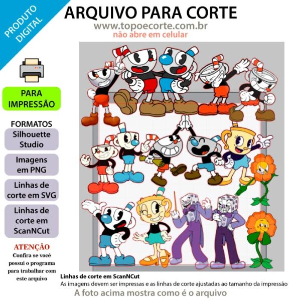 Topo de bolo, Cuphead Arquivo ScanNCut Cuphead,Arquivo silhouette studio Cuphead