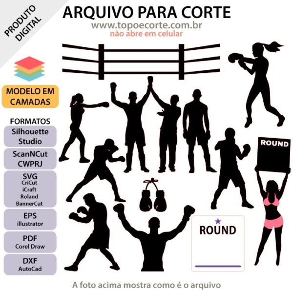 Topo de bolo Boxe Arquivo Silhouette, Arquivo ScanNCut, Arquivo SVG, DXF, Ai, Eps, PDF