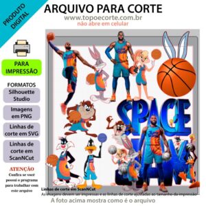 Topo de bolo, Space Jam Arquivo ScanNCut Space Jam,Arquivo silhouette studio Space Jam