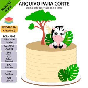 ARQUIVO Topo de bolo Dinossauro Baby Aquarela - Topo e corte