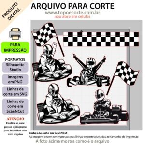Topo de bolo, Kart - Corrida Arquivo ScanNCut Kart - Corrida,Arquivo silhouette studio Kart - Corrida