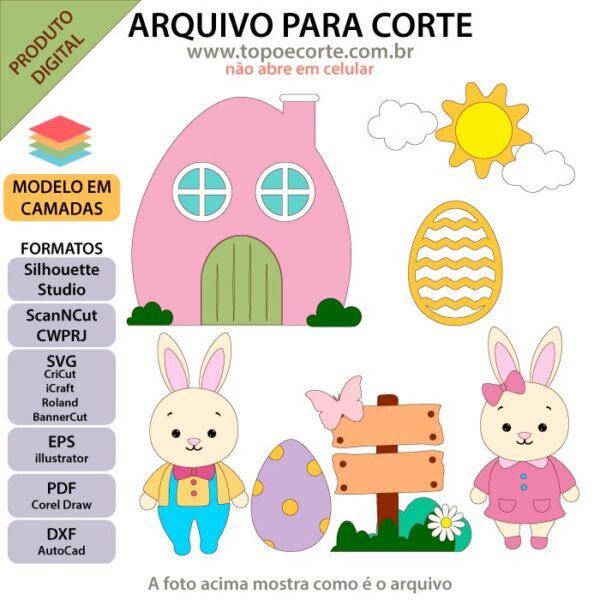 Topo de bolo Casal de coelhinhos Arquivo Silhouette, Arquivo ScanNCut, Arquivo SVG, DXF, Ai, Eps, PDF