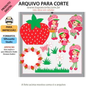 Topo de bolo Moranguinho Jardim arquivo silhouette studio