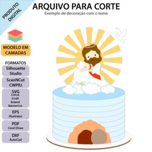 Arquivo para topo de bolo Silhouette, ScanNCut, SVG Jesus com ovelhinha